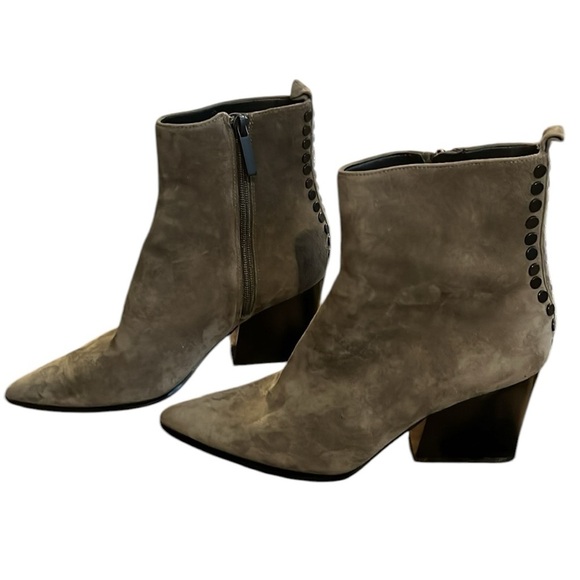 Kendall & Kylie Felix Olive Green Suede Studded Pointy Toe Ankle Boots Size 6.5 - Picture 2 of 7